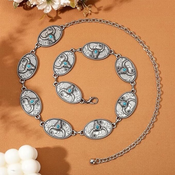 Accessories - THUNDERBIRD CONCHO WESTERN SILVER BELT ADJUSTABLE BUCKLE MENS WOMENS UNISEX